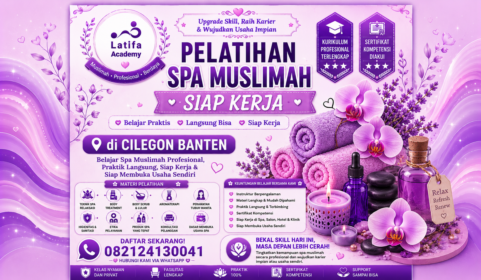 Pelatihan Spa Muslimah Siap Kerja di Cilegon Banten 082124130041